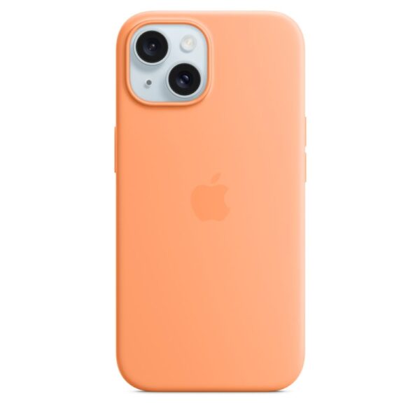 כיסוי סיליקון Apple iPhone 15 Silicone Case with MagSafe orange sorbet אפל צבע כתום
