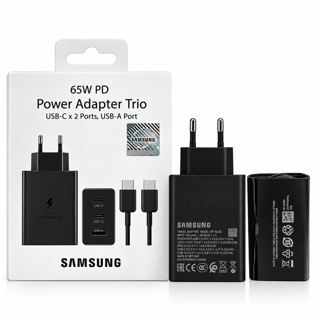 מטען מהיר מקורי סמסונג Samsung 65W PD Power Adapter Trio