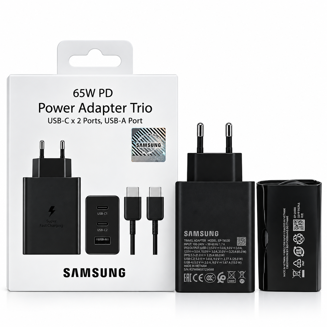 up-1792576637172-ytwzavnwn8dly3b80qf4.png מטען מהיר מקורי סמסונג Samsung 65W PD Power Adapter Trio